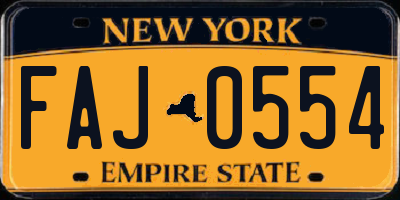NY license plate FAJ0554