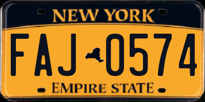 NY license plate FAJ0574