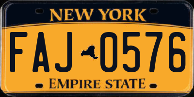 NY license plate FAJ0576