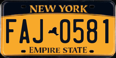 NY license plate FAJ0581