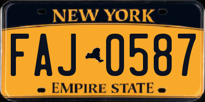 NY license plate FAJ0587