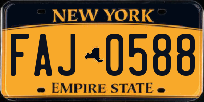 NY license plate FAJ0588