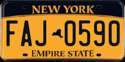 NY license plate FAJ0590