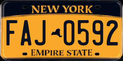 NY license plate FAJ0592