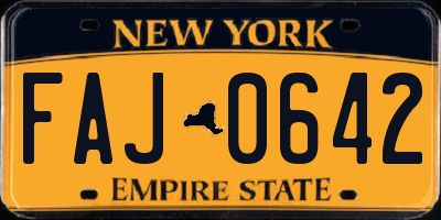 NY license plate FAJ0642