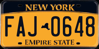 NY license plate FAJ0648