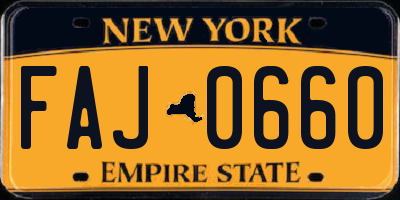 NY license plate FAJ0660