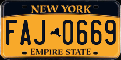 NY license plate FAJ0669