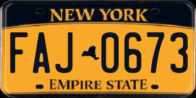 NY license plate FAJ0673