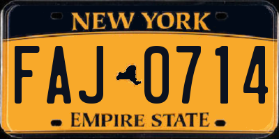 NY license plate FAJ0714