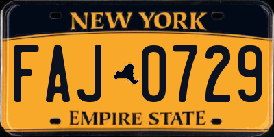 NY license plate FAJ0729