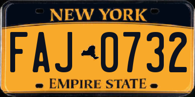 NY license plate FAJ0732