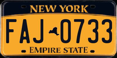 NY license plate FAJ0733