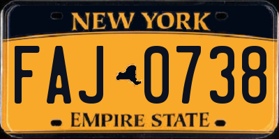 NY license plate FAJ0738