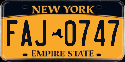 NY license plate FAJ0747