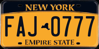 NY license plate FAJ0777