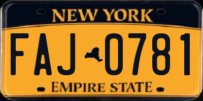 NY license plate FAJ0781