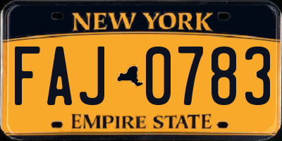 NY license plate FAJ0783