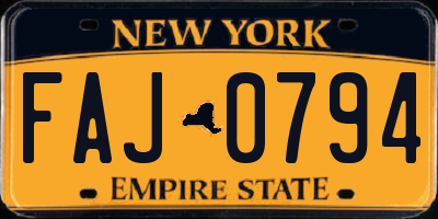 NY license plate FAJ0794