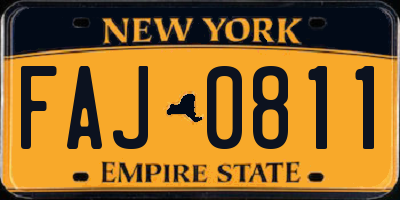 NY license plate FAJ0811