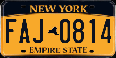 NY license plate FAJ0814