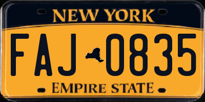 NY license plate FAJ0835