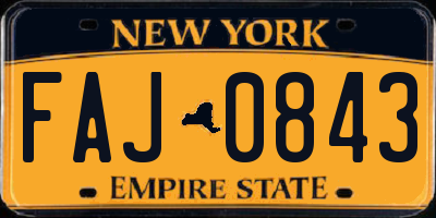 NY license plate FAJ0843