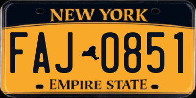 NY license plate FAJ0851