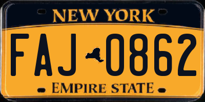 NY license plate FAJ0862