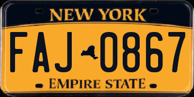 NY license plate FAJ0867