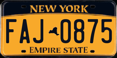 NY license plate FAJ0875