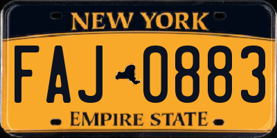 NY license plate FAJ0883