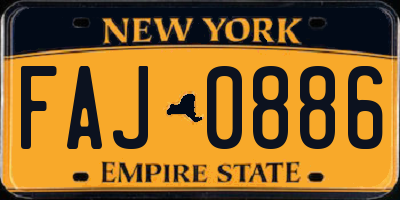 NY license plate FAJ0886