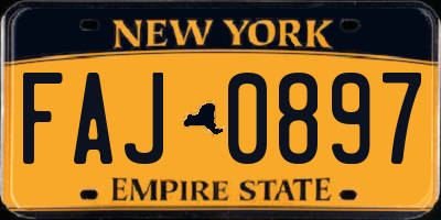 NY license plate FAJ0897