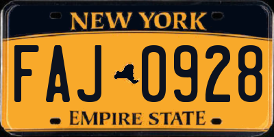 NY license plate FAJ0928