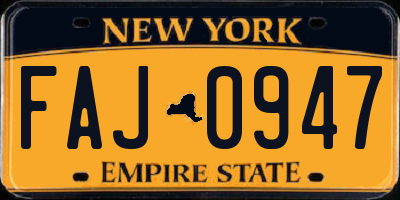NY license plate FAJ0947