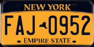 NY license plate FAJ0952