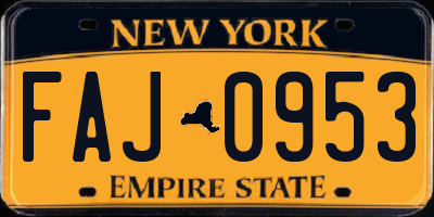 NY license plate FAJ0953