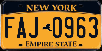 NY license plate FAJ0963