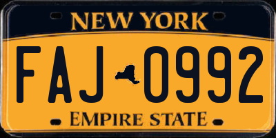 NY license plate FAJ0992