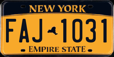 NY license plate FAJ1031