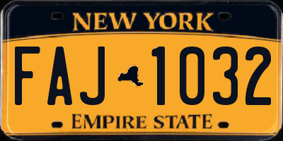 NY license plate FAJ1032
