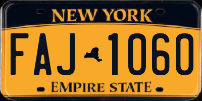 NY license plate FAJ1060