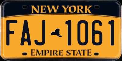 NY license plate FAJ1061