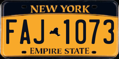 NY license plate FAJ1073