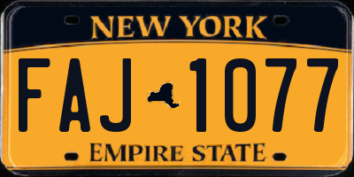 NY license plate FAJ1077