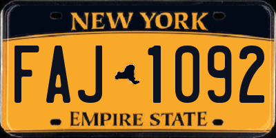 NY license plate FAJ1092