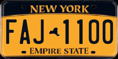 NY license plate FAJ1100