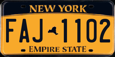 NY license plate FAJ1102