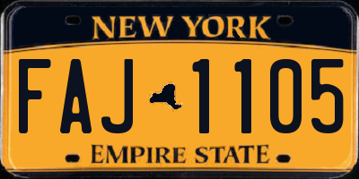 NY license plate FAJ1105